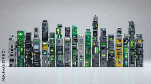 Futuristic Data Server Towers Abstract Technology Concept