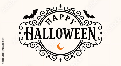 Happy halloween decorative banner with black cats and pumpkin