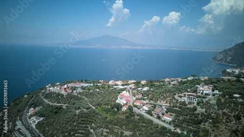 Aerial view of Mount Vesuvius across the Gulf of Naples - Italy