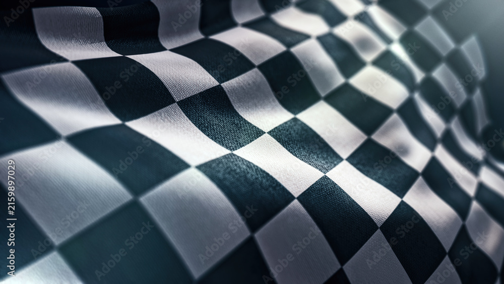 Fototapeta premium Waving racing finish flag in motion background