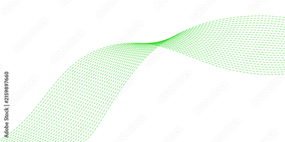 Fototapeta premium Minimalist green linear wave template on white