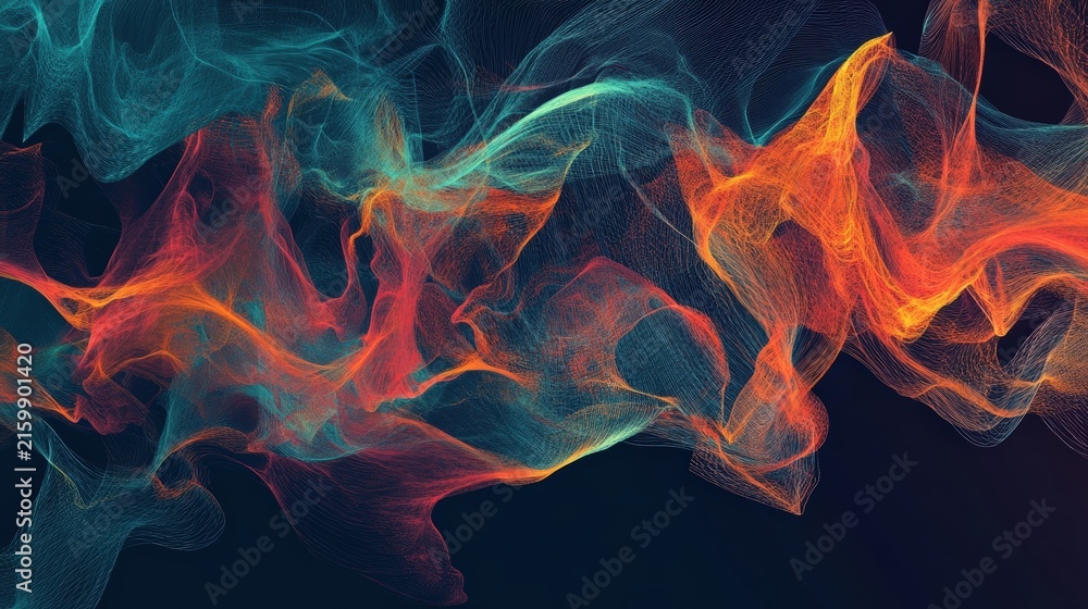 Obraz premium Abstract swirling digital art in vibrant hues.