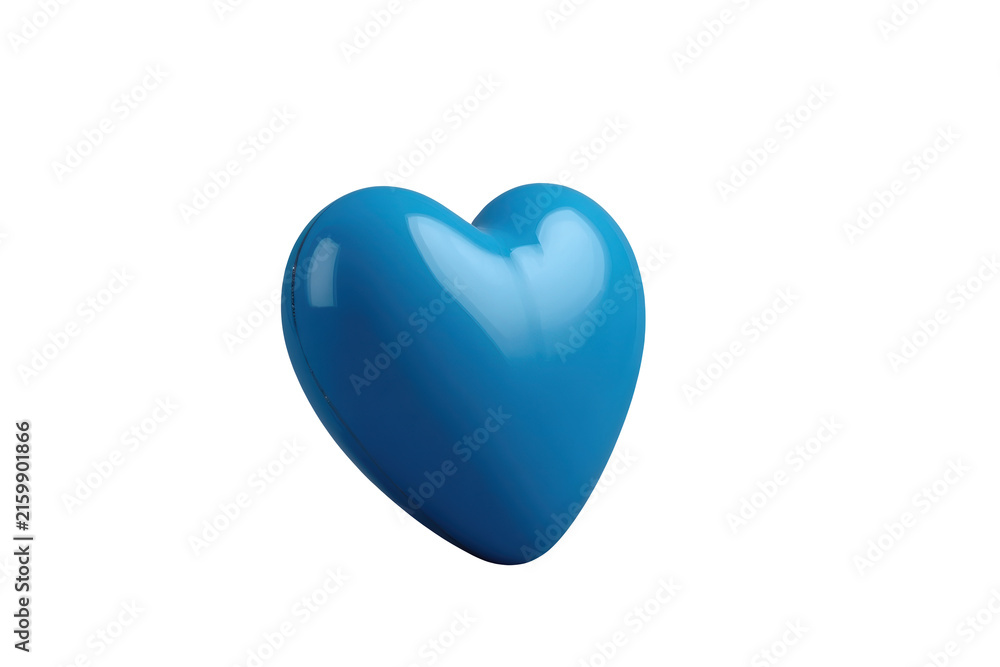 Fototapeta premium Glossy blue heart shape with reflective highlights