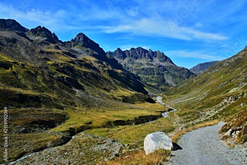 Austrian Alps - view of the Ochsental valley near the Silvretta reservoir