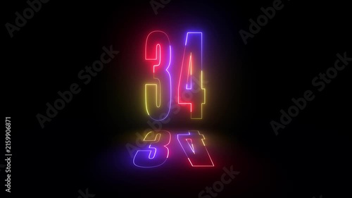Neon number on black background
