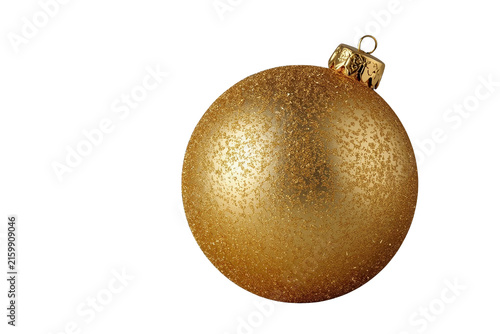 Sparkling gold Christmas bauble with dense glitter texture