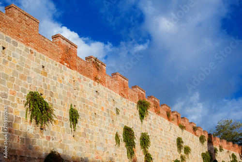 Pisa medieval walls with clouds