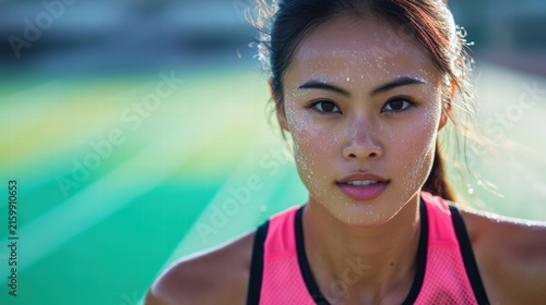 Determined athlete after intense workout.