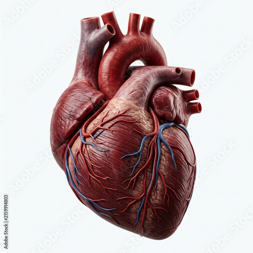 Realistic human heart anatomy, medical illustration, cardiology, cardiovascular system