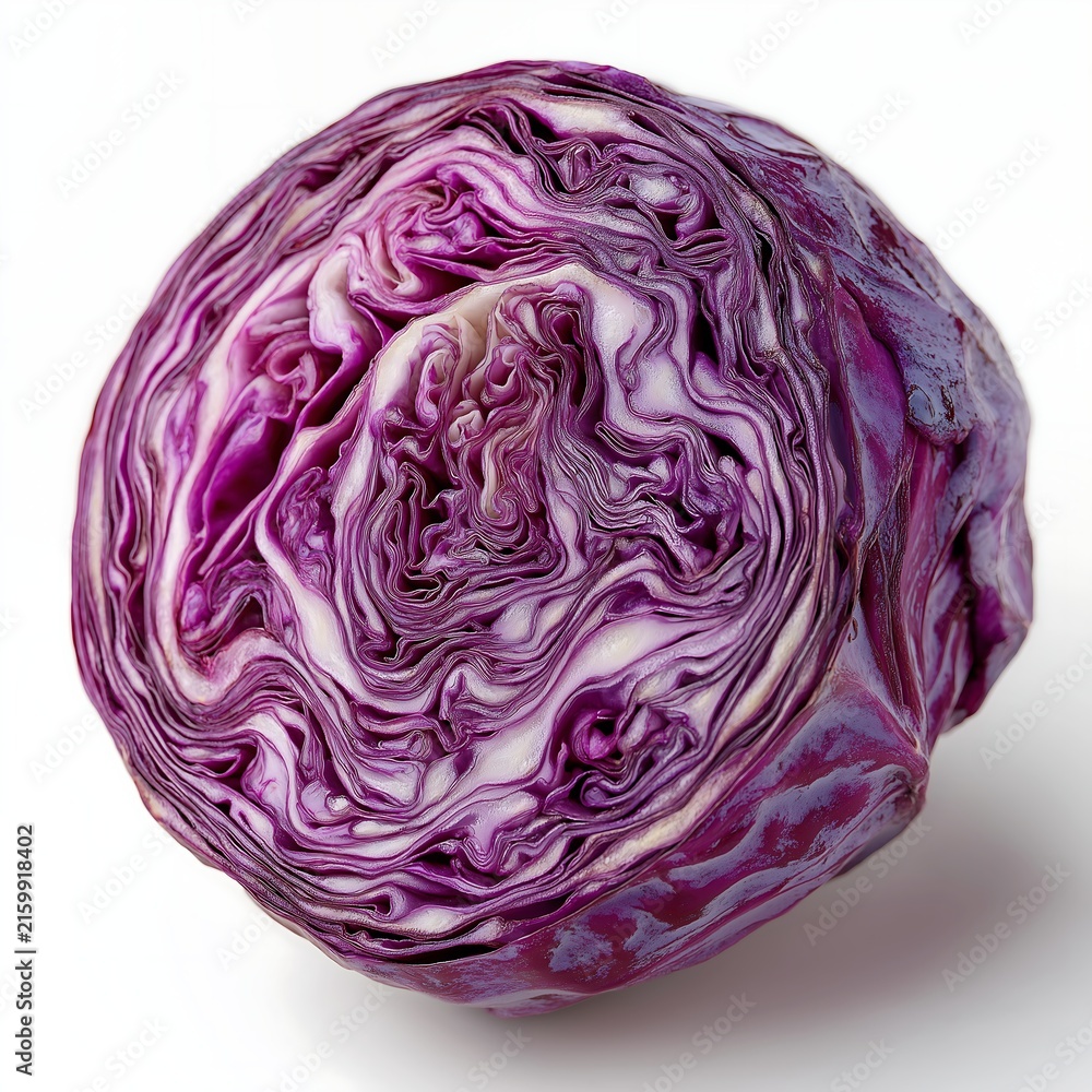 Obraz premium Fresh purple cabbage on a white background