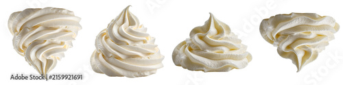Fotografie Four swirls of whipped cream isolated on a transparent background