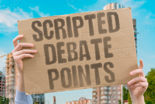 Cuadro en lienzo "Scripted Debate Points" Candidates recite prepared lines identically