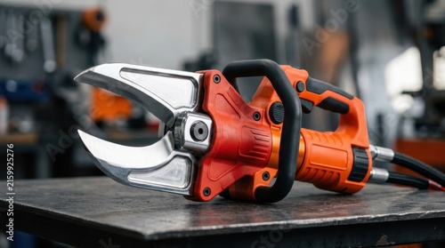Hydraulic rescue cutter tool in workshop