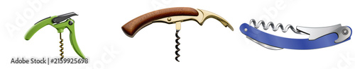Fotografía Three different types of corkscrews isolated on a white background