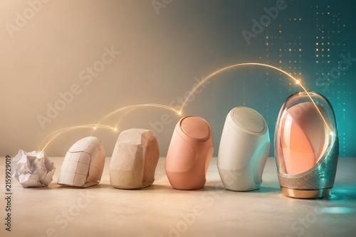Innovation transformation resilience adaptability technology design concept futuristic object evolution