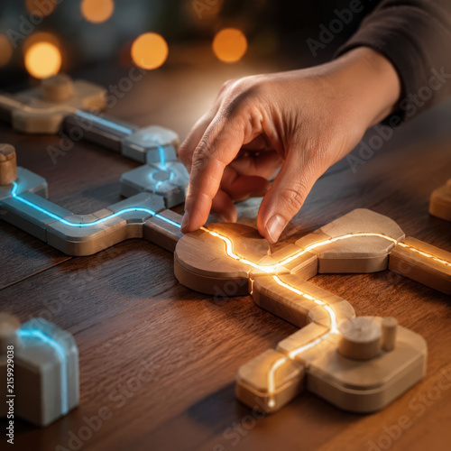 Innovation technology transformation resilience adaptability hand finger human touch wooden