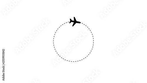 Airplane Flying in Circular Path Motion Graphic Animation Loop Isolated white Background Video Overlay