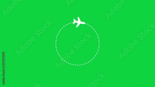 Airplane Flying in Circular Path Motion Graphic Animation Loop Isolated Green Screen Background Video Overlay