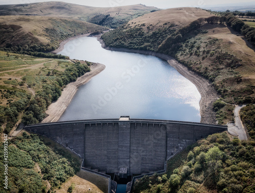 Drone Image Of The Meldon Dam & Reservoir Near Oakhampton On Dartmoor