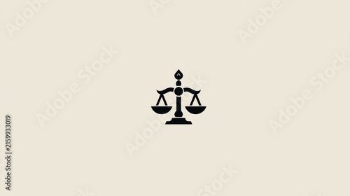 Elegant Minimalist Symbol of Justice Scale on Soft Beige Background for Legal Concepts and Services