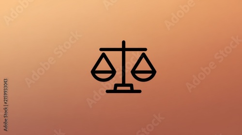 Simplistic Illustration of Balance Scales Representing Justice, Law, Fairness, and Equality on a Warm Gradient Background