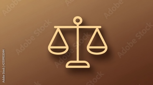 Minimalist Illustration of Balanced Scales on Brown Background in Modern Flat Design Style