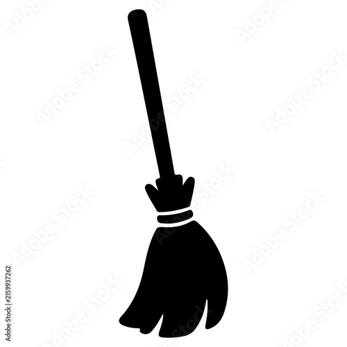 Broom Silhouette Vector Illustration Isolated on White Background