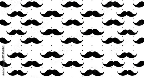 Seamless Pattern Background Featuring Repeated Black Mustache Silhouettes for Masculine Design and Creative Graphic Projects