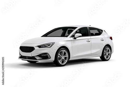Obraz na płótnie Modern white hatchback car isolated on white background