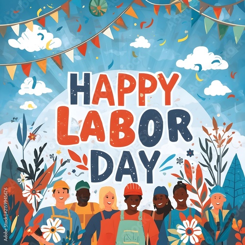 Labor Day themed vector illustration perfect for a greeting card or background.
