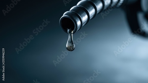 Fuel nozzle with liquid drop falling against soft background
