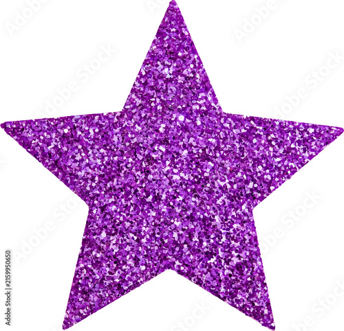 Purple glitter star cutout featuring sparkling texture. Celebrating success. Achievement. And special events. Perfect for party decoration. Holiday design