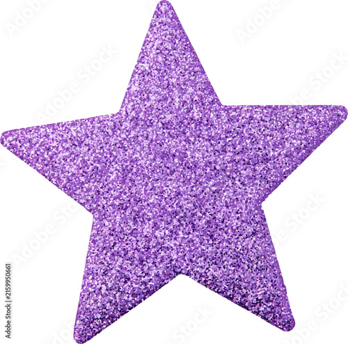 Purple glitter star cutout symbolizing success, celebration, and premium achievement, adding festive sparkle to decorations, scrapbooks, and design elements with a transparent background