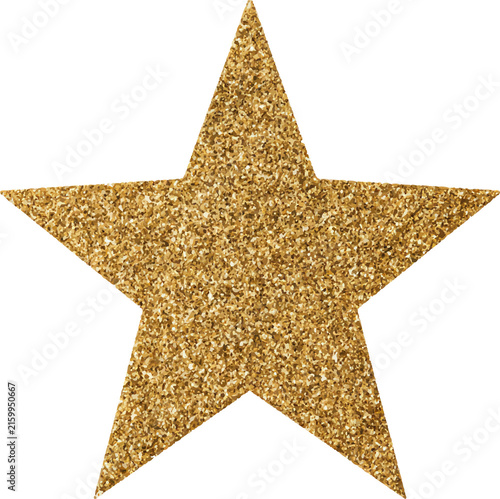 Golden glitter star cutout presenting a sparkling texture. Ideal for festive decorations. Celebrating success. Recognition. Awards. And adding a radiant design element to various graphic projects