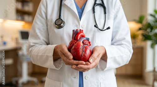 Doctor Holding Human Heart Model for Medical Education and Cardiology Concepts