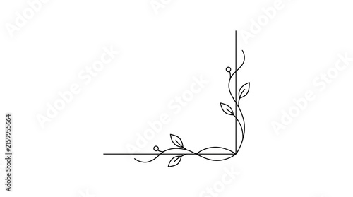 Photography Elegant corner flourish with delicate leaves and swirling vine elements