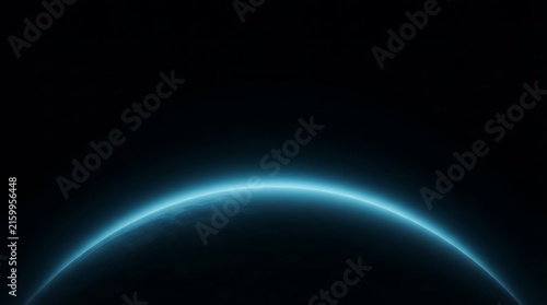 Vibrant blue neon light arc glowing in dark studio background for futuristic design