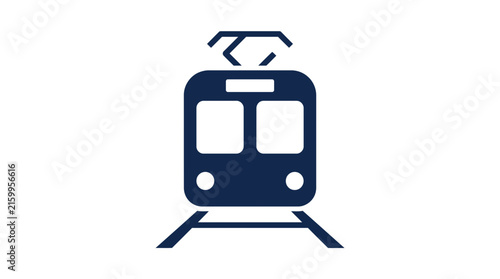 Dark blue commuter tram icon isolated on a clean white background for modern transportation web design