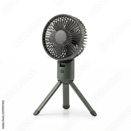 Portable desk fan on tripod stand for office or home cooling solutions