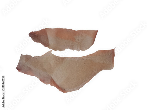 Two pieces of broken brown terracotta clay pottery shards