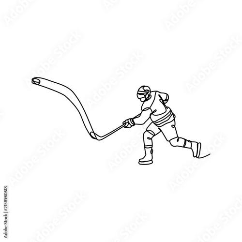Canvas Print Field Hockey Player in Minimalist Line Art Action Illustration,  continuous line