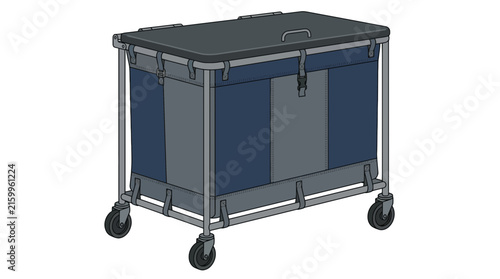 Mobile Utility Hamper with Wheels and Lid Design