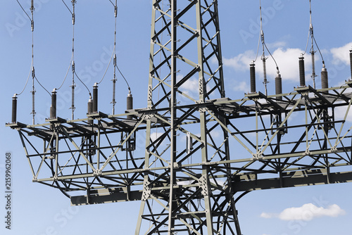 Fotografía Electrical substation stands under blue sky