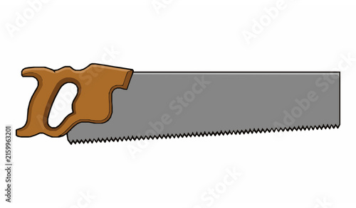 Bild auf Leinwand Hand Saw Tool for Wood Cutting Isolated Vector Illustration