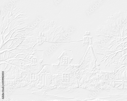 Embossed image of a house.