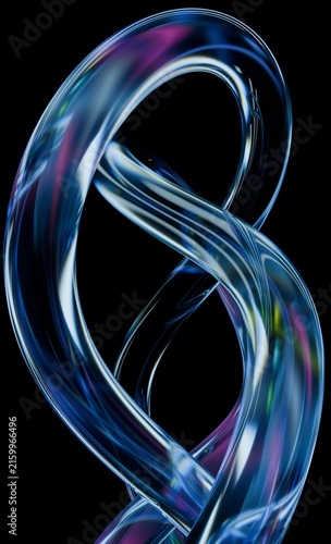 Luminous Abstract Glass Twist with Blue Purple Light Reflections