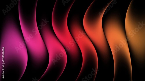 Abstract glowing dynamic wavy lines black background loop