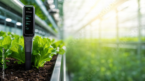 Smart Agricultural Sensor in Greenhouse Soil with Copy Space