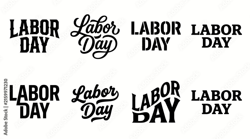 Obraz premium Labor day typography logo designs, a set of modern lettering styles for holiday branding
