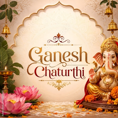 Ganesh chaturthi celebration with lord ganesha statue